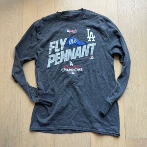 Men's Los Angeles Dodgers 2017 NL Champs Gray Cotton T-shirt